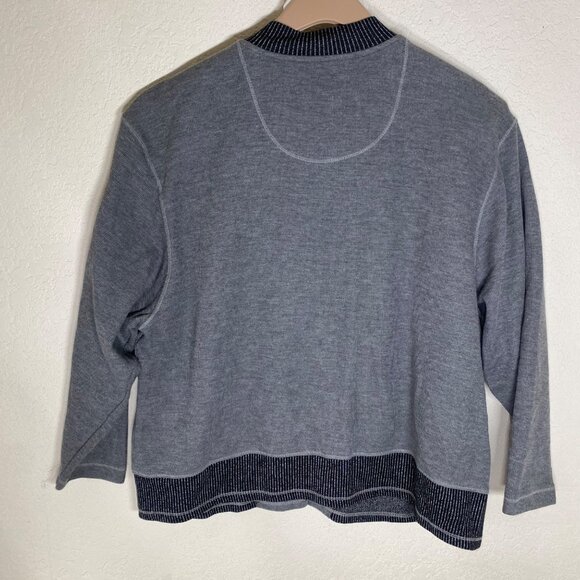 Blast Button-Up Cardigan Womens Size L Gray Embroidered Animal Striped Cotton B - Picture 11 of 16